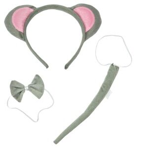 3 Pcs Mouse Costume Set For Kids & Adults - Mouse Ear Headband Bowtie And Tail💝